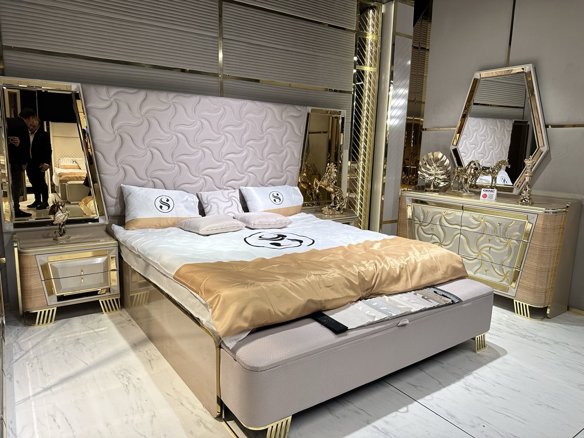 Luxury Gold & Cream Bedroom Set