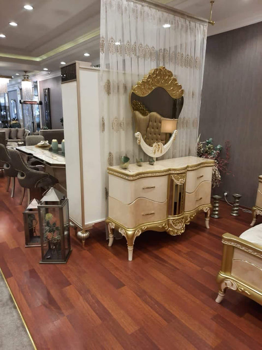 Elegantly Designed Gold Upholstered King Bed Set