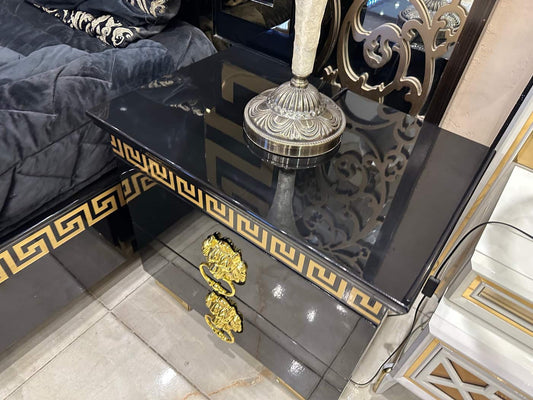 Luxury Black Velvet Bed Set with Ottoman