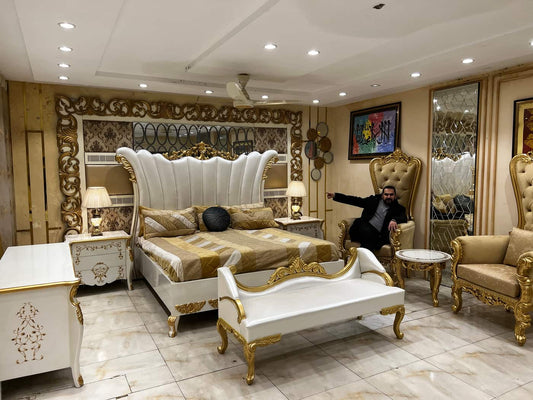 Luxurious White and Gold Bedroom Set