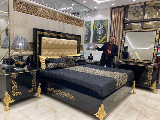 Luxury Black and Gold Bedroom Set