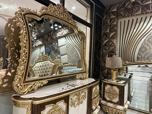 Classical Gold-Accented smart Tv Bed Set