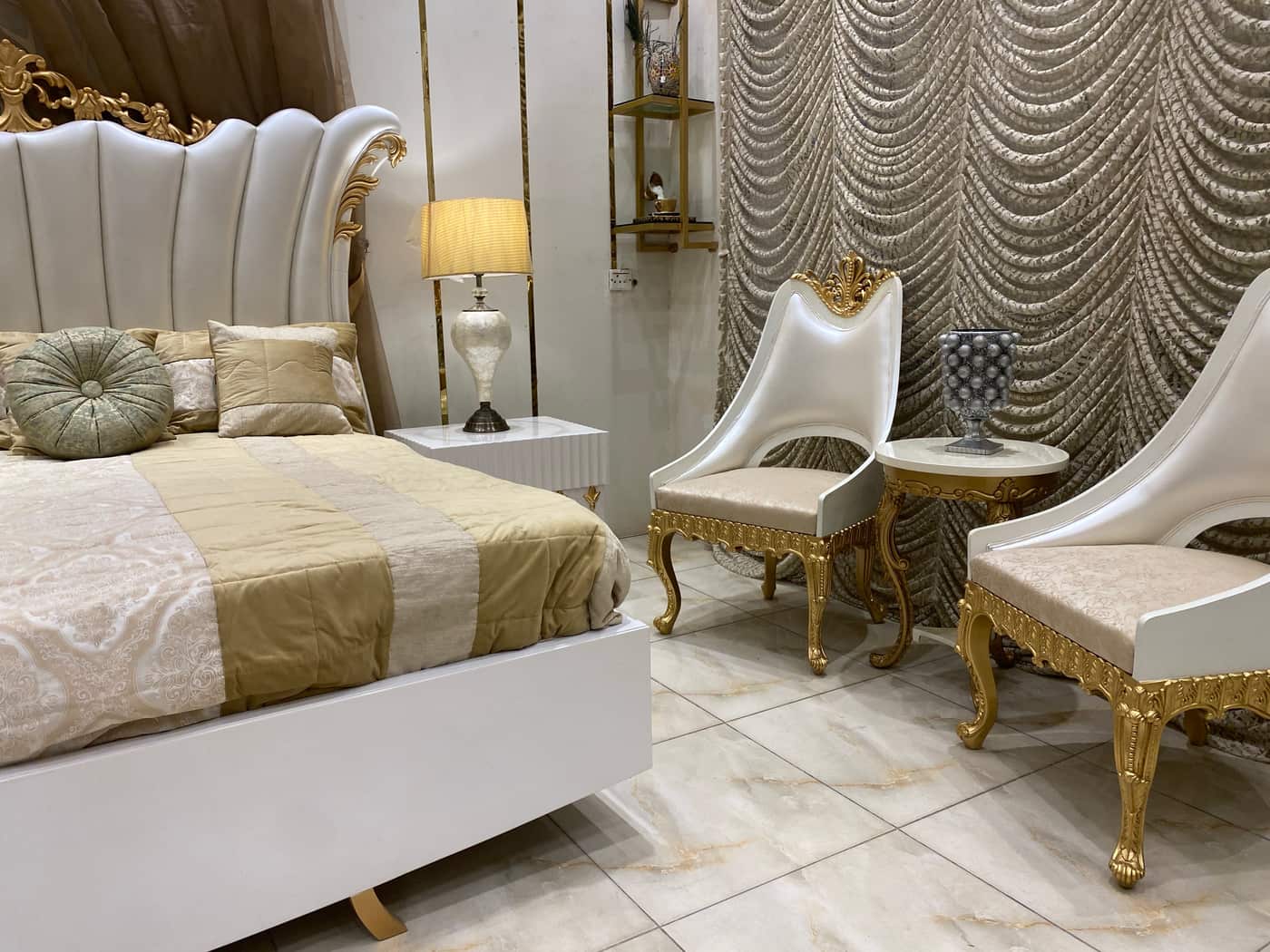Luxurious Modern Bed Set with Elegant Seating