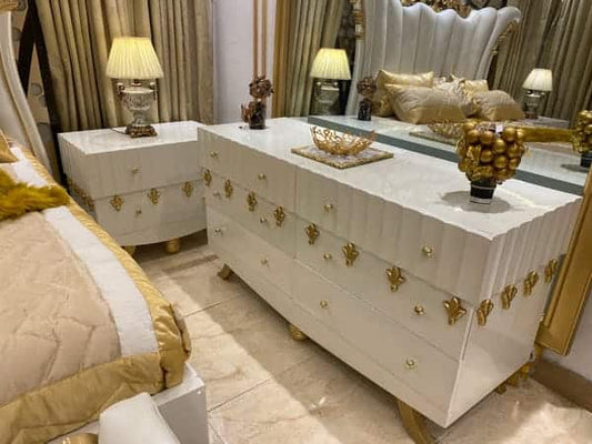 Luxurious Modern Bedroom Set with Gold Accents