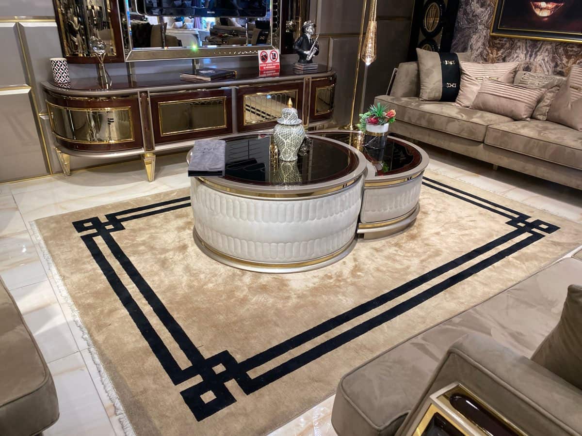 Elegant Dual-Section Coffee Table with Mirror Finish