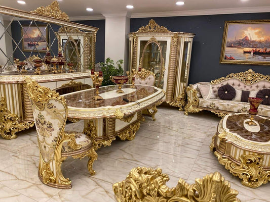 Luxurious Gold-Accented Living Room Set