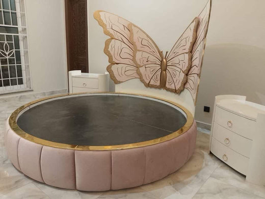 Elegant Butterfly-Inspired Round Bed Set