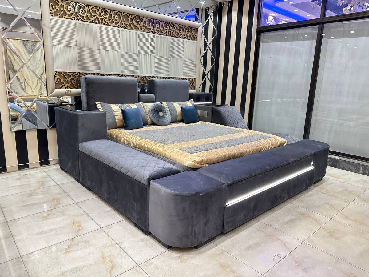 Modern Smart Fabric Sofa Bed with LED Lighting