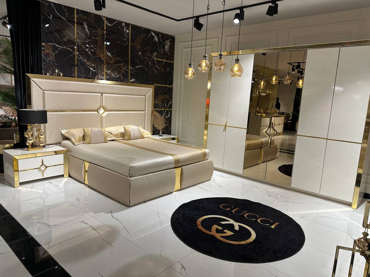 Luxury Gold-Accented Bedroom Set