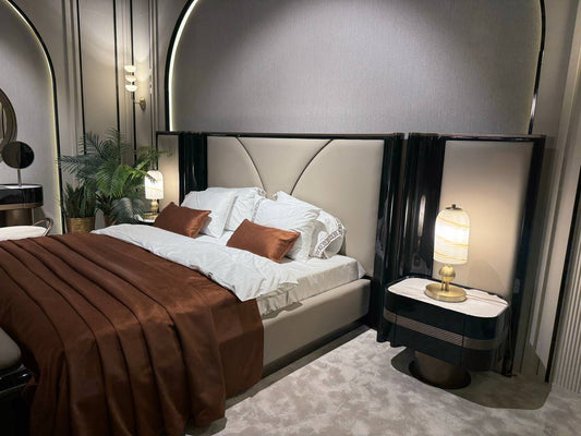 Elegant Modern Bed Set with Nightstand