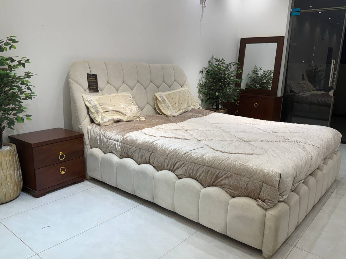 Elegant Upholstered Bed Set with Nightstands