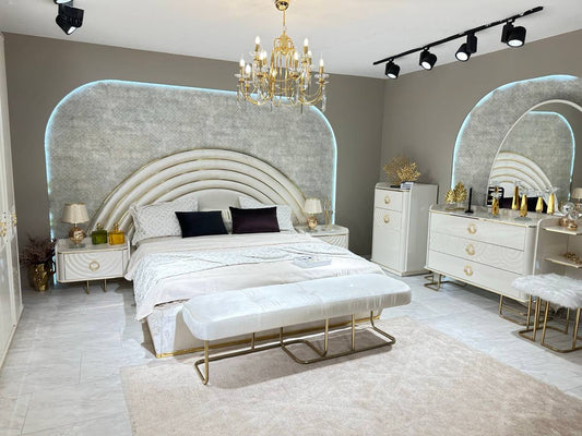 Elegant Modern Bedroom Set with Glamorous Accents