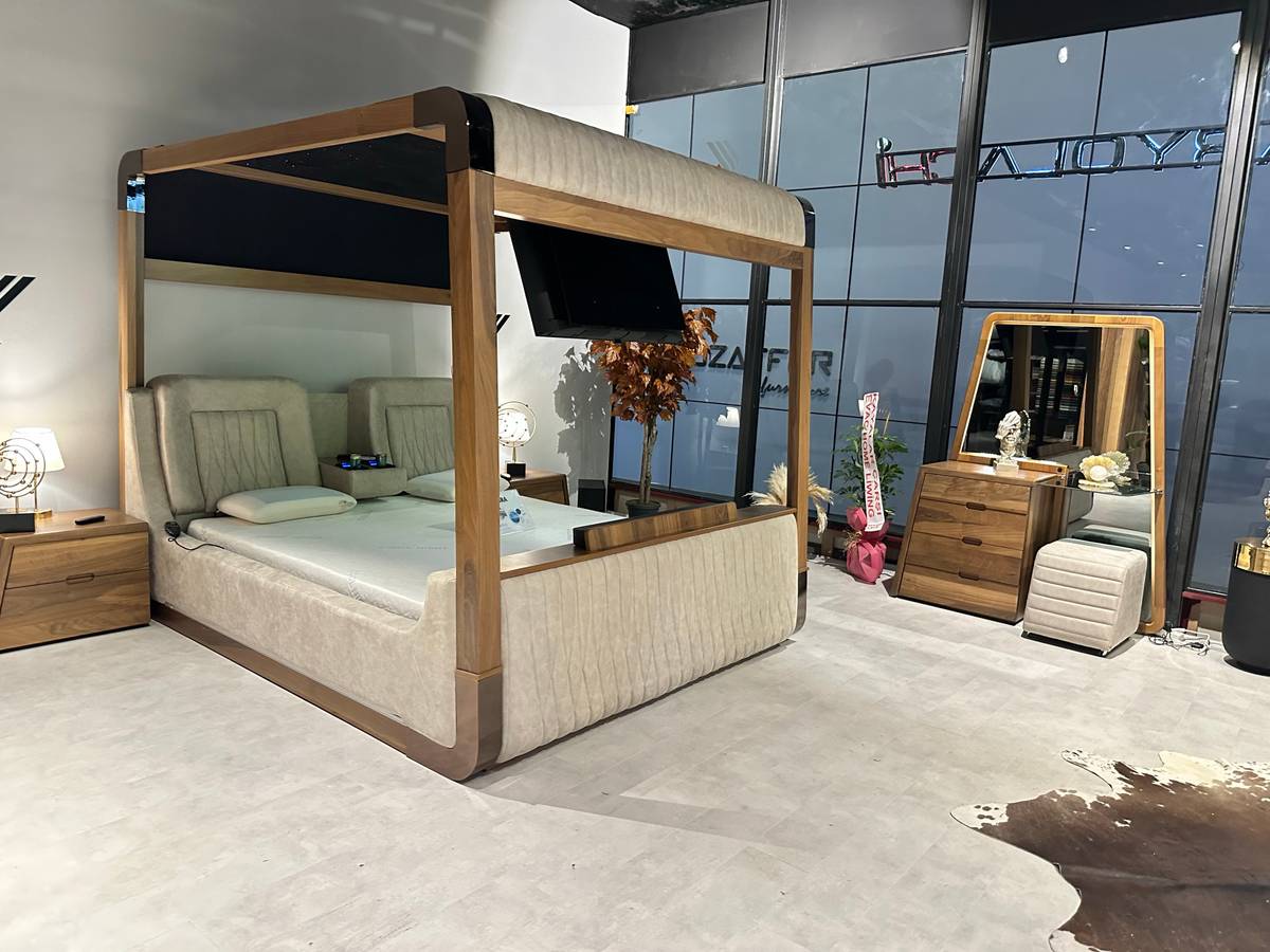 Luxurious Canopy Bed with Integrated TV
