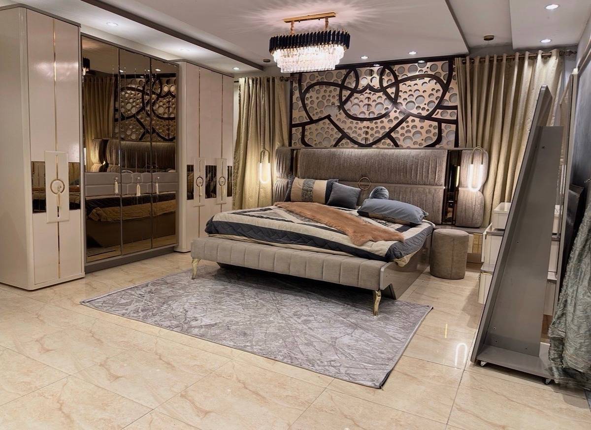 Konya King Bed with Mirrored Wardrobe