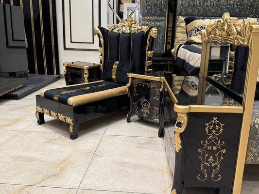 Royal Black and Gold Kids Bed Mockup Set