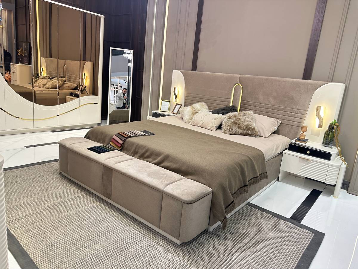 Luxurious Plush Bed Set with Nightstands