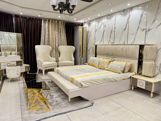 Elegant Modern Bedroom Set with Luxurious Accents