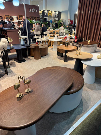Modern Round Wooden Coffee Table Set