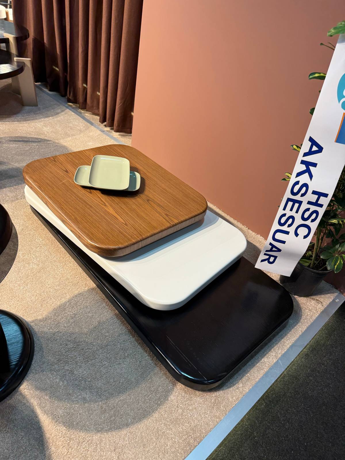Modern Round Wooden Coffee Table Set