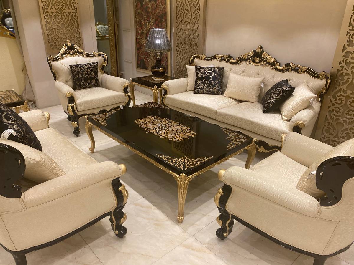 Elegant Gold and Black Living Room Set