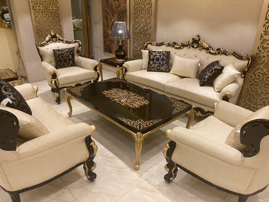 Elegant Gold and Black Living Room Set