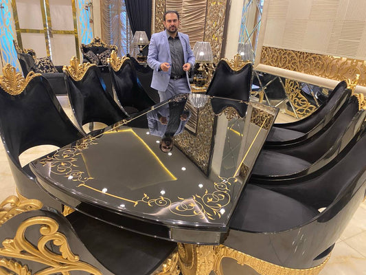 Luxurious Black and Gold Dining Set