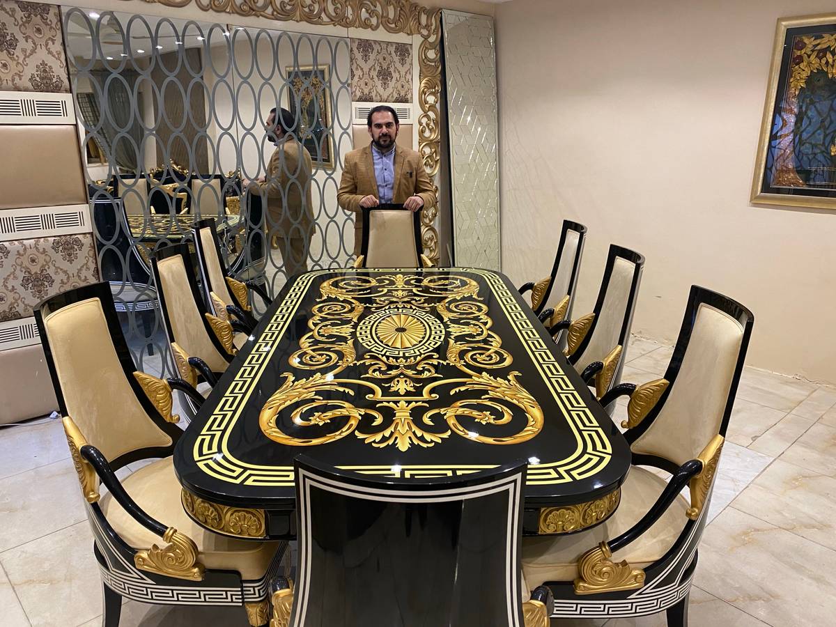 Elegant Gold and Black Dining Table Set