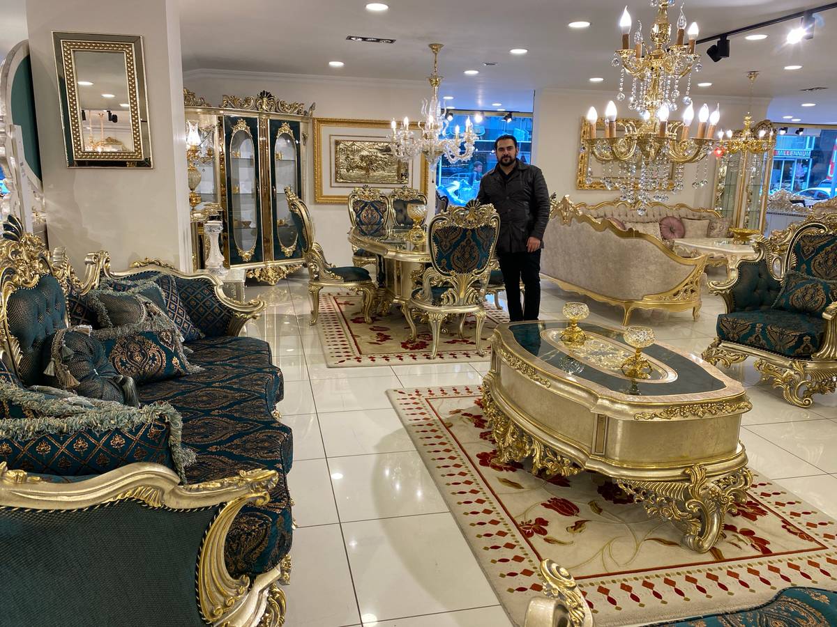 Luxurious Baroque Living Room Set with Gold Accents