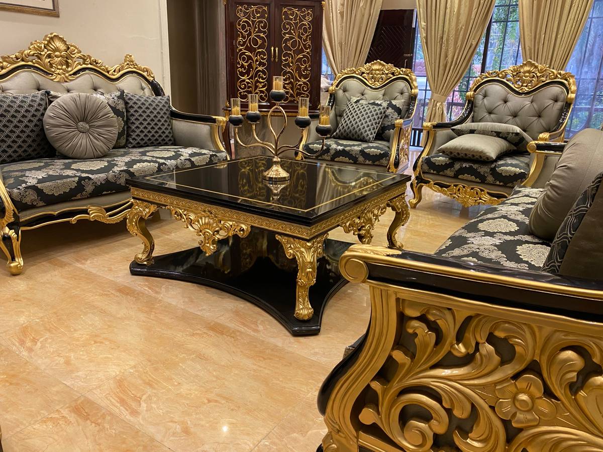 Luxurious Gold and Black Living Room Set