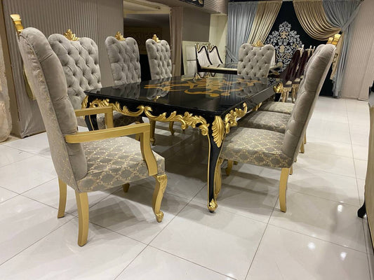 Elegant Gold and Grey Dining Set