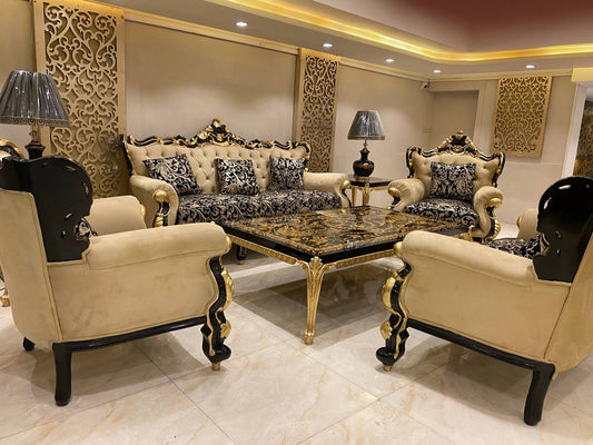 Elegant Black and Gold Living Room Set