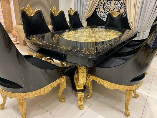 Luxurious Black and Gold Dining Set