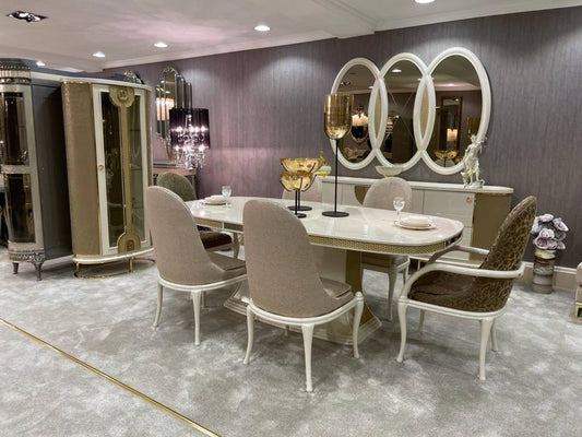 Elegant Modern Dining Set with Upholstered Chairs