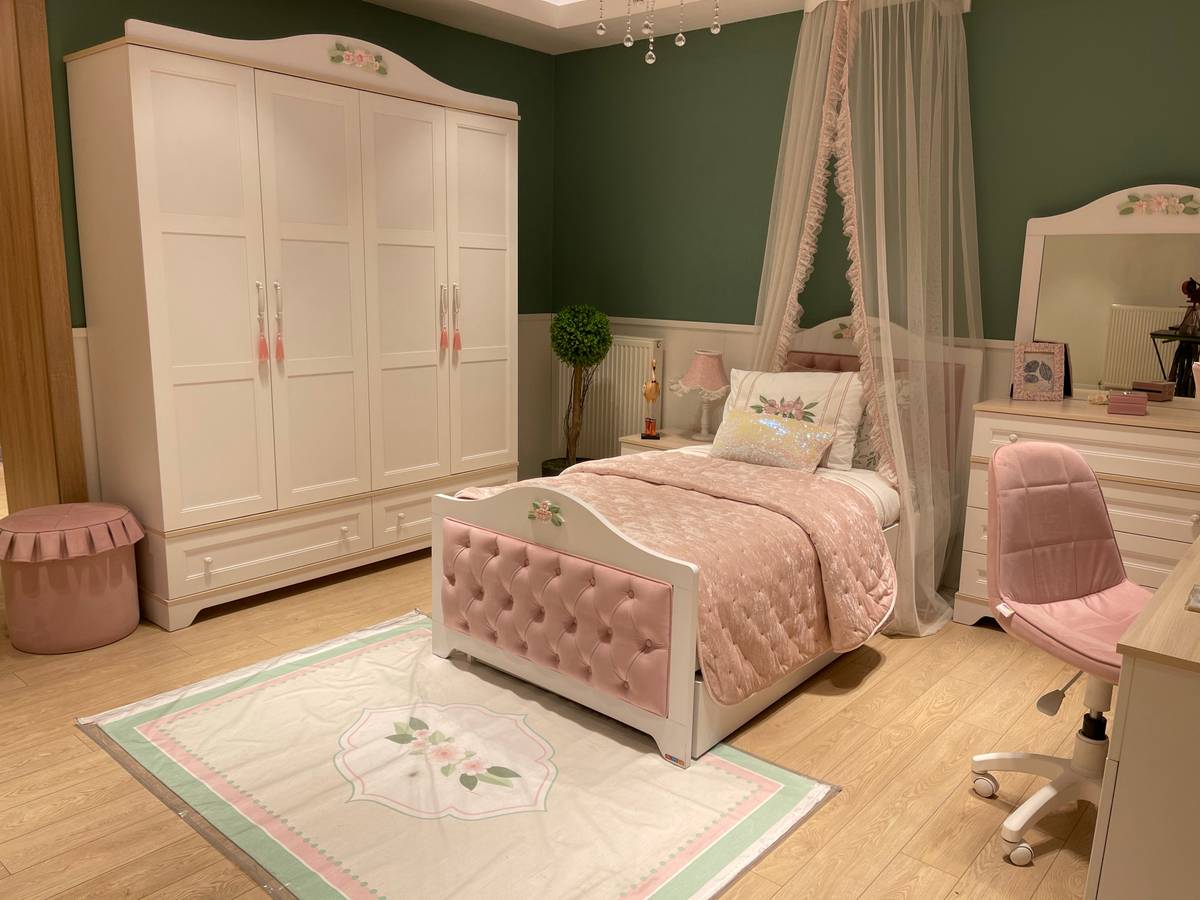 Charming Pink & White Bedroom Set