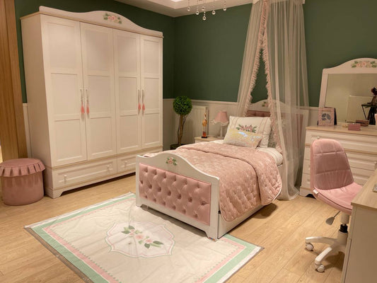Charming Pink & White Bedroom Set