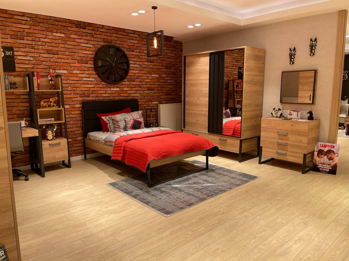 Modern Bedroom Set with Rustic Charm