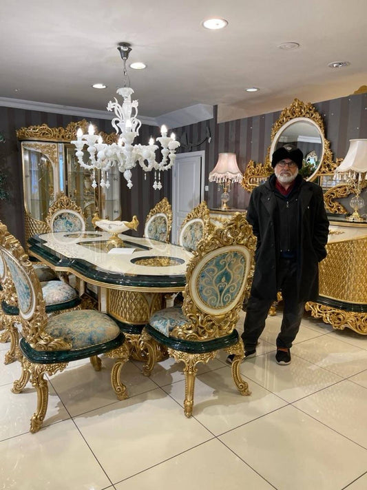 Luxurious Golden Dining Set with Intricate Detailing