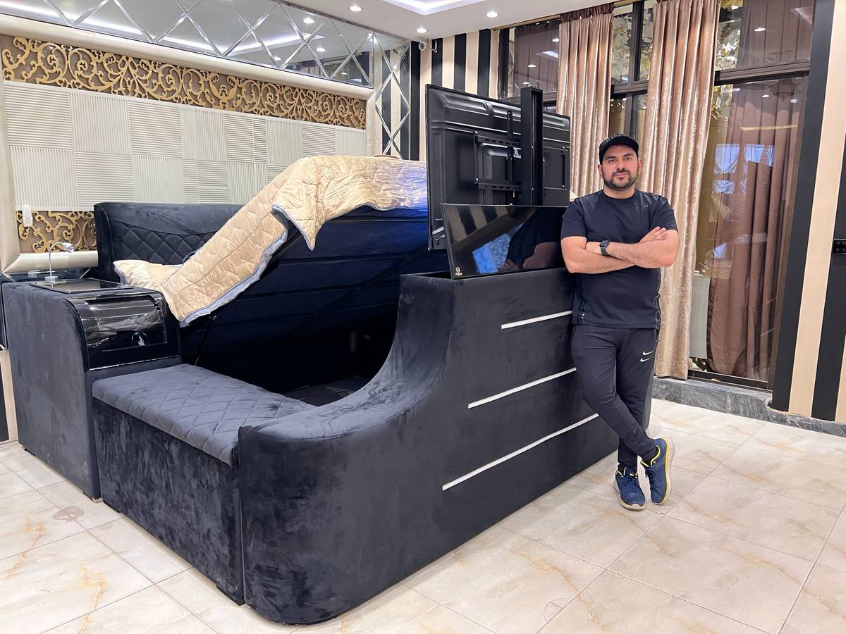 Modern Multifunctional Sofa Bed with TV Console