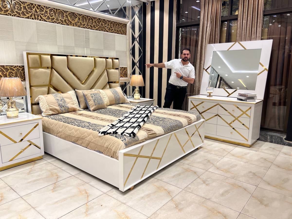 Luxury Chic Bedroom Set with Gold Accents