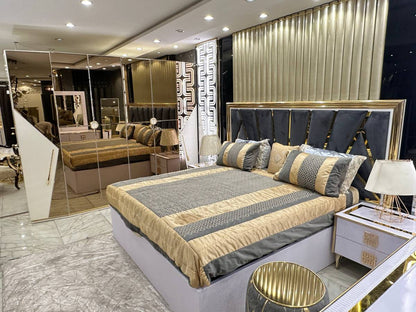 Luxurious King Size Bed Set with Elegant Accents