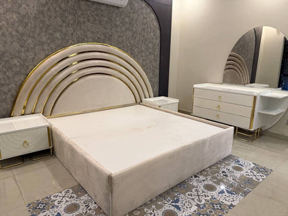 Elegant Modern Bedroom Set with Gold Accents