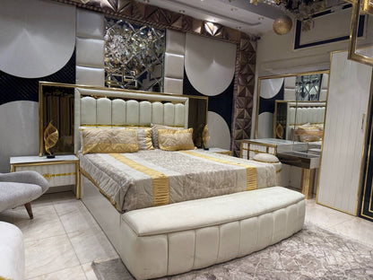 Luxurious Modern Bedroom Suite with Gold Accents