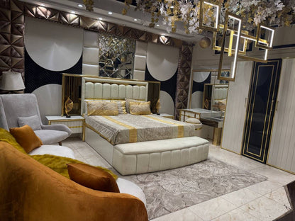 Luxurious Modern Bedroom Suite with Gold Accents