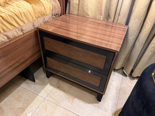 Elegant King Size Wooden Bed with Plush Bedding