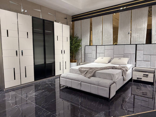 Modern Luxe Bedroom Set with Integrated Wardrobe