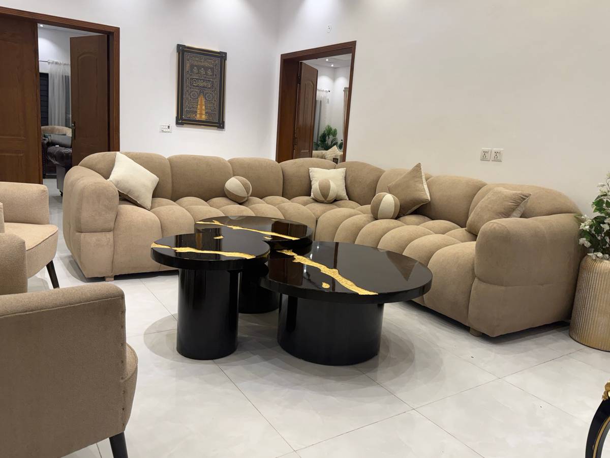 Modern Curved Sectional Sofa with Coffee Table Set