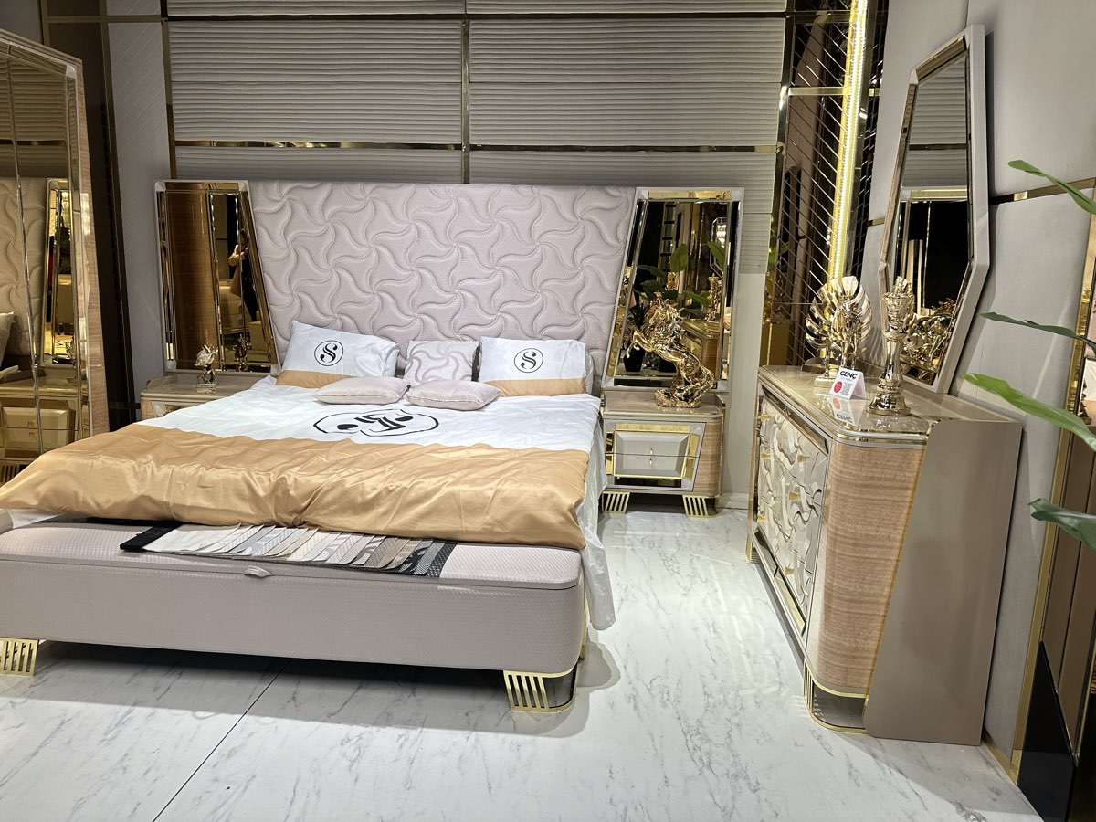 Luxury Gold & Cream Bedroom Set