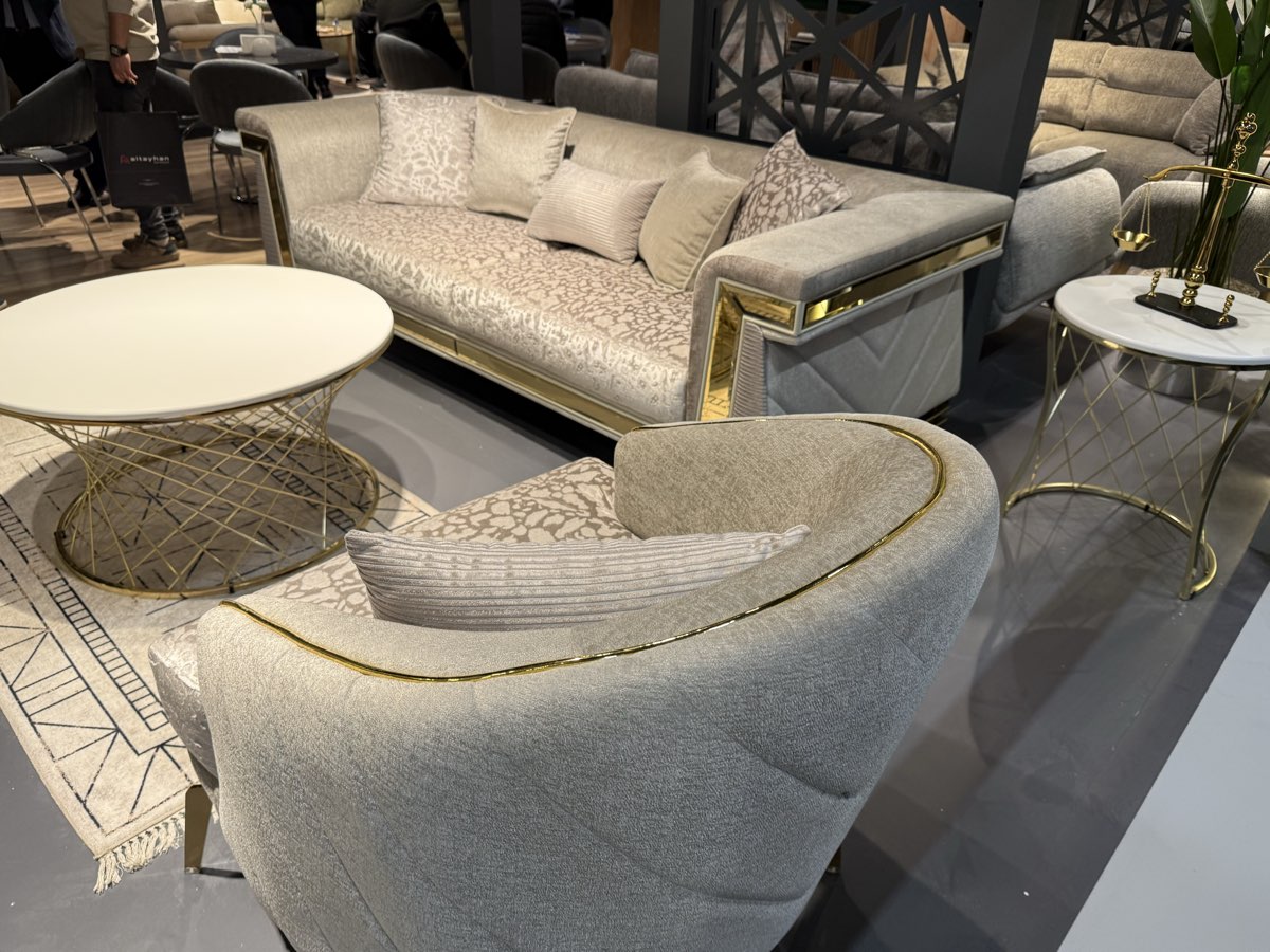 Luxury Modern Sofa Set with Gold Accents