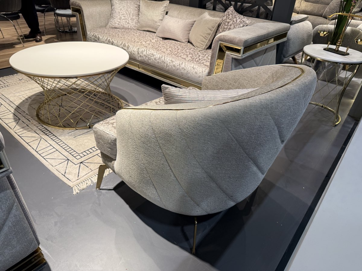 Luxury Modern Sofa Set with Gold Accents