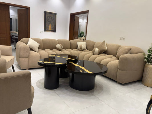 Bubble L-Shape Sofa Set with Stylish Coffee Table